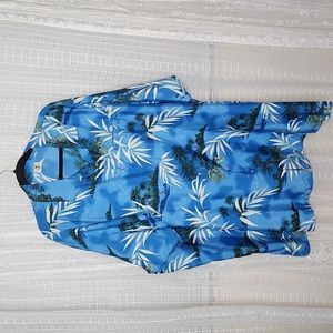 2/$25 or 3/$30 Men's Blue Hawaiian Print Short Sleeve Button Up Shirt Sz3XL